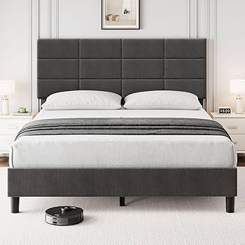 Amazon.com: Full Size Bed Frame with Headboard Upholstered